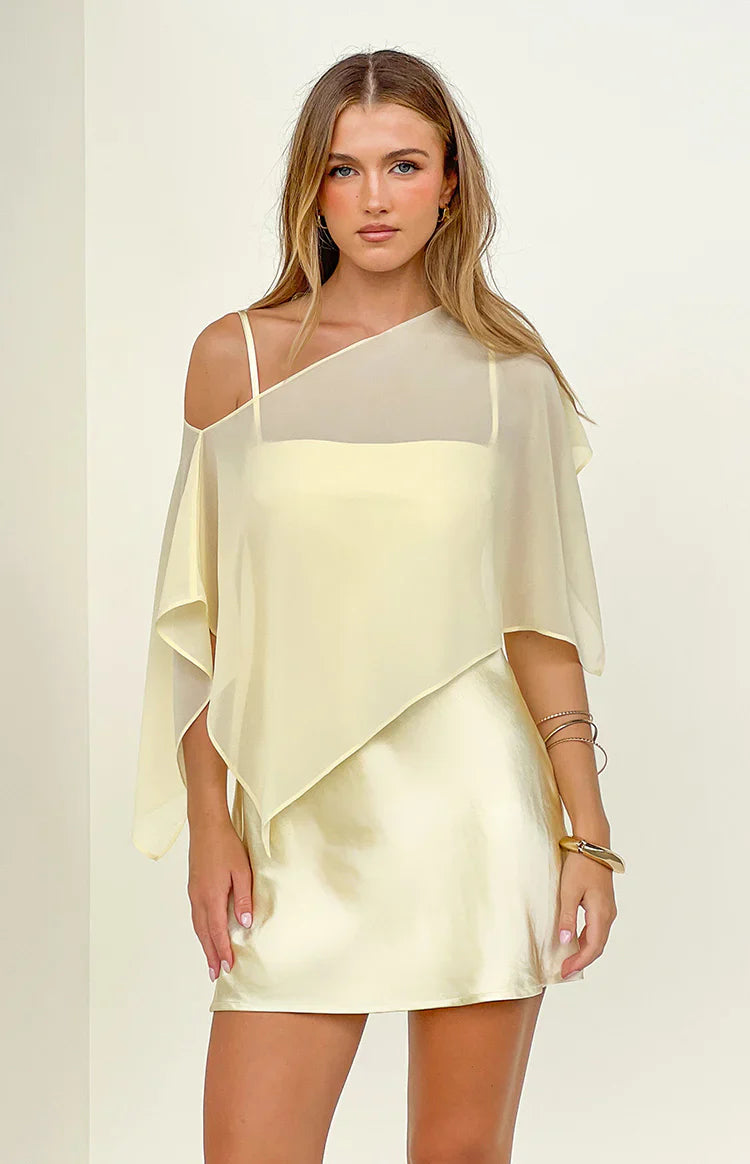 Chelsea Yellow Satin Mini Dress - PRE ORDER