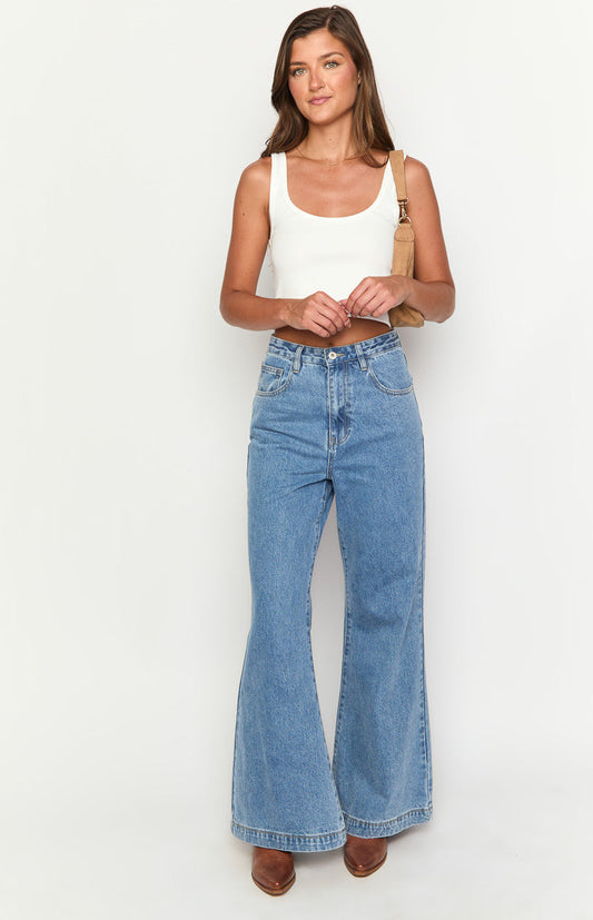 Dandy Mid Wash Denim Flare Jeans