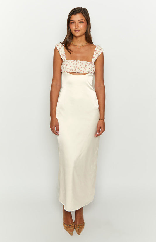 Yolandah Cream Chiffon Maxi Dress