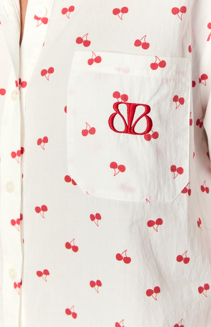 Alexea Cherry Print Pajama Shirt