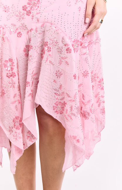 Another World Pink Sequin Midi Dress