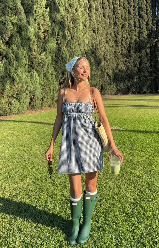 Avara Black Gingham Mini Dress