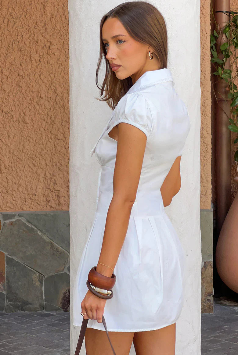 Ballerini White Collared Mini Dress