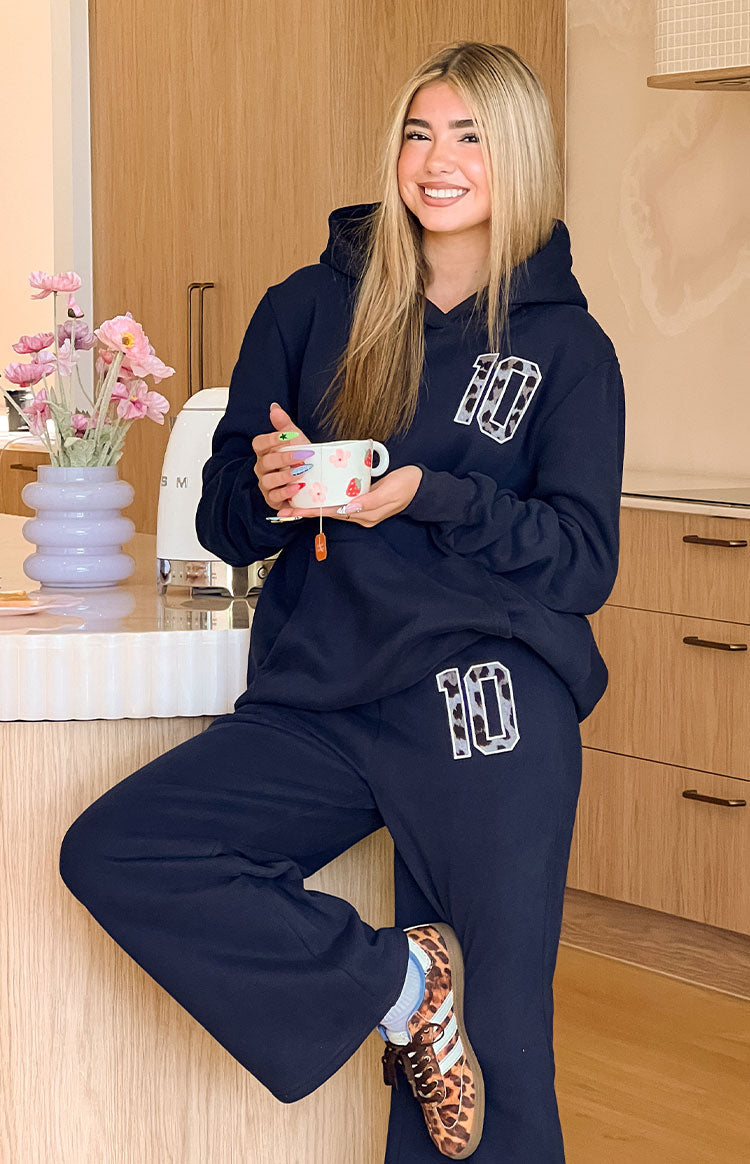 Beginning Navy Leopard Star Hoodie