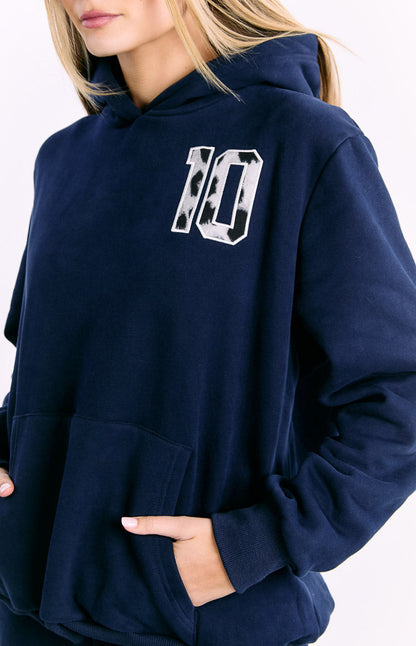 Beginning Navy Leopard Star Hoodie