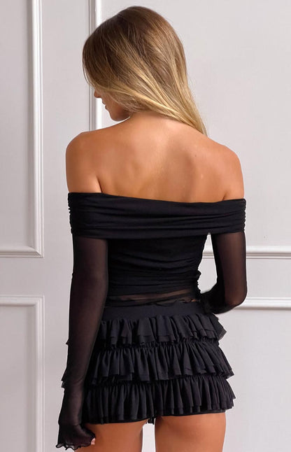 Belle Black Ruffle Shorts