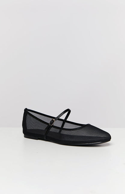 Billini Gilda Black Mesh Ballet Flats