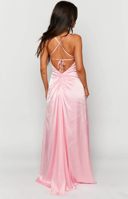 Blaise Pink Satin Maxi Dress