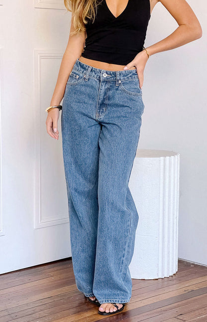 Calliope Mid Wash Mid Rise Slouchy Jeans