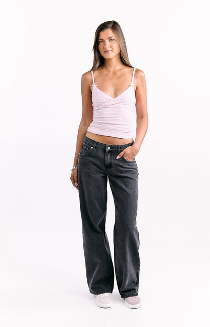 Charli Black Low Waist Baggy Leg Jeans
