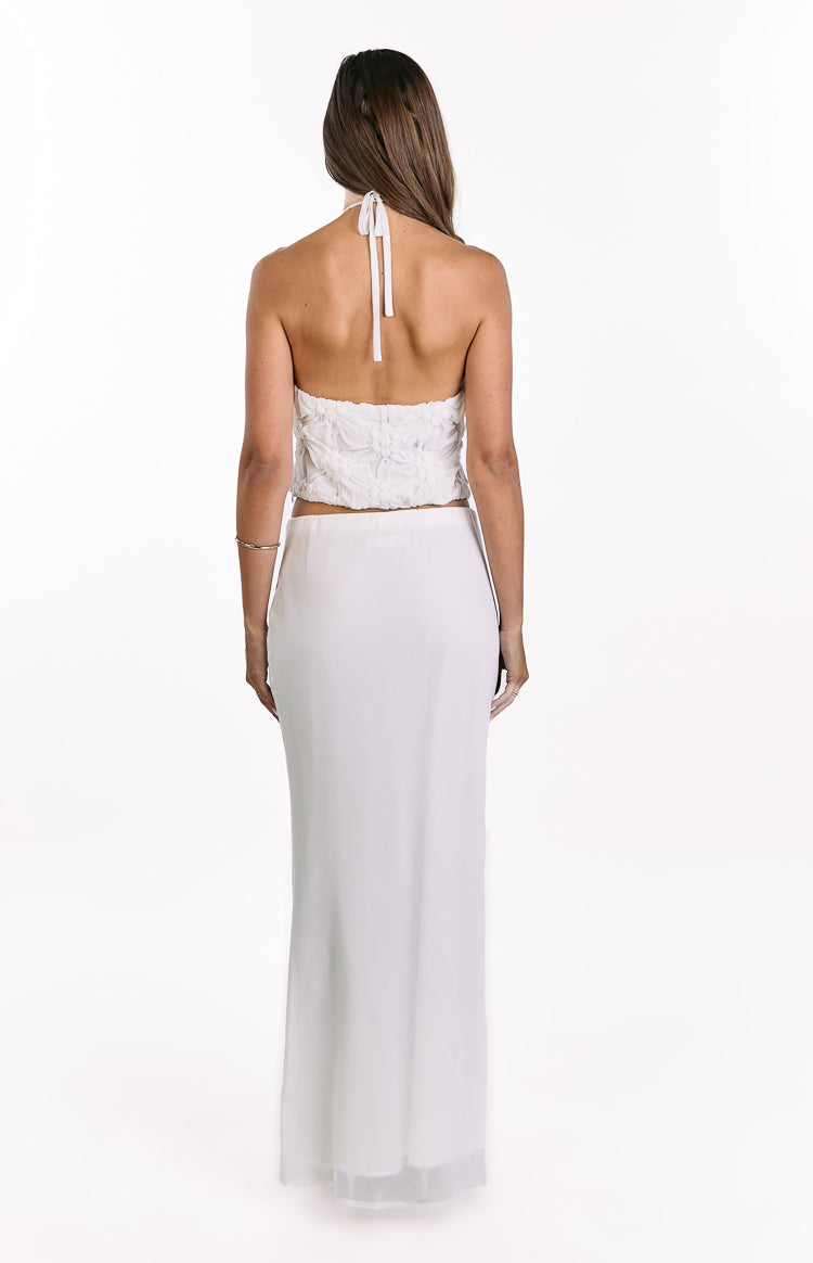 Daisie White Textured Halter Top
