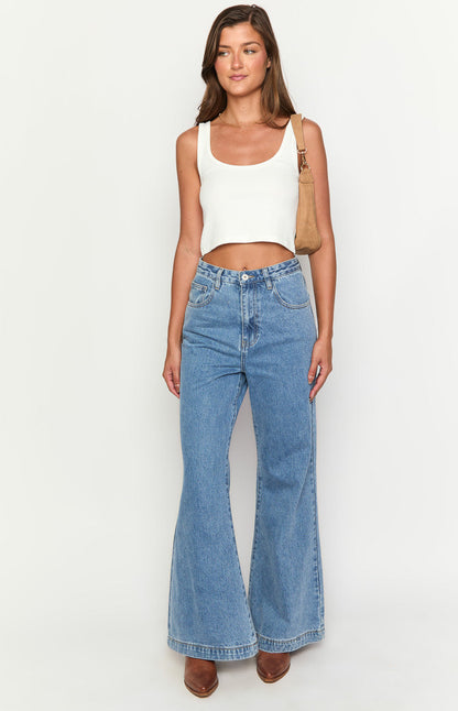 Dandy Mid Wash Denim Flare Jeans