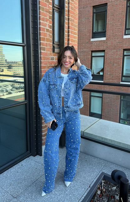 Denim Dazzle Pearl Mid Wash Denim Jacket