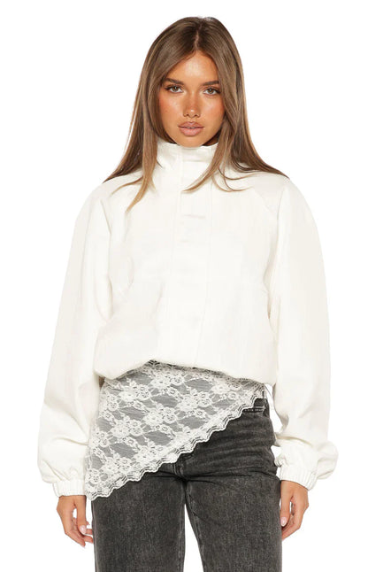 Enya Cream Funnel Neck Sports Jacket