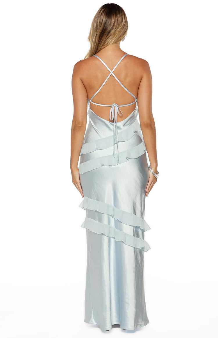 Inara Blue Ruffle Prom Dress