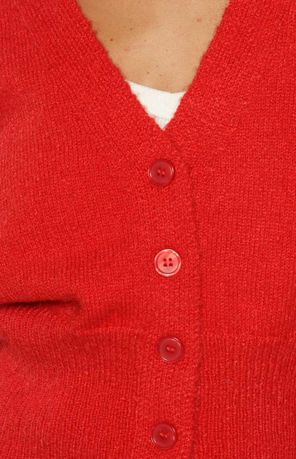 Janda Red Knit Oversized Cardigan