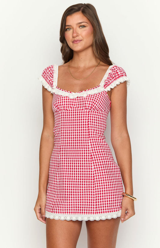 Jolie Red Short Sleeve Mini Dress