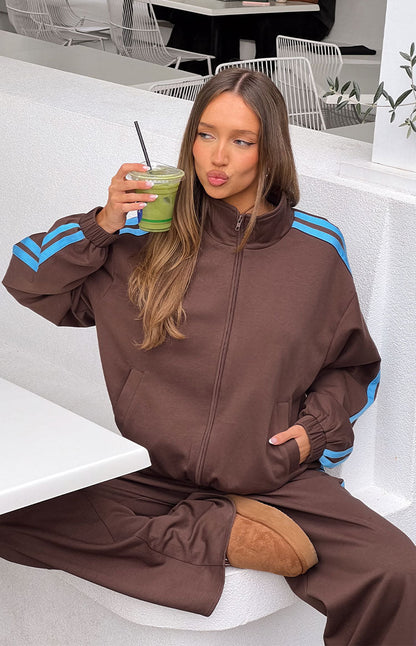 Kosie Chocolate And Blue Stripe Jacket