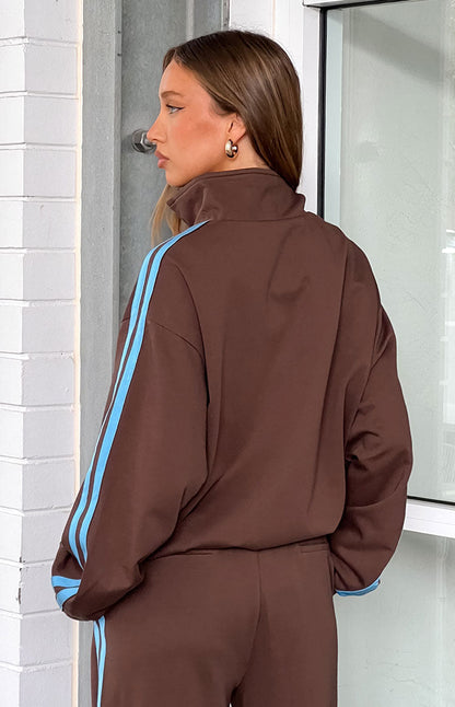 Kosie Chocolate And Blue Stripe Jacket