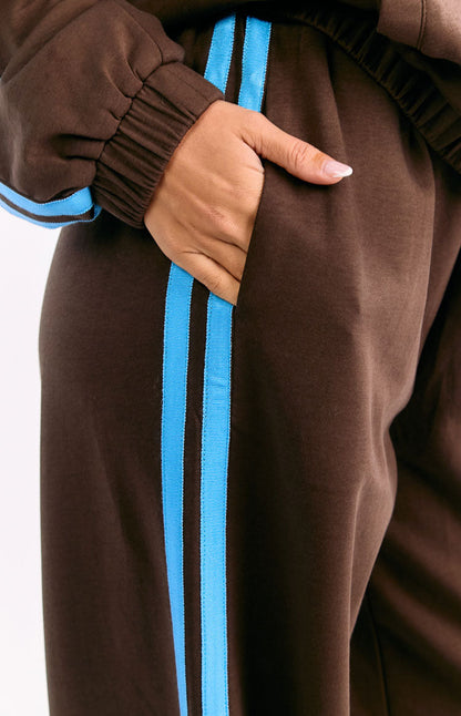 Kosie Chocolate And Blue Stripe Track Pants