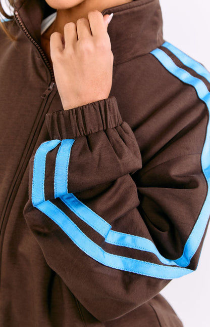 Kosie Chocolate And Blue Stripe Jacket