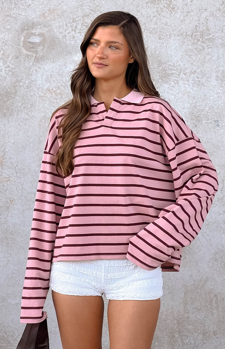 Lioness Rebels Jersey Burgundy Blush Stripe
