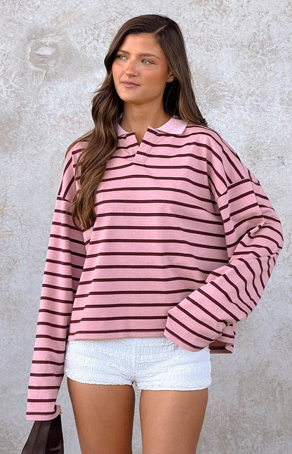 Lioness Rebels Jersey Burgundy Blush Stripe