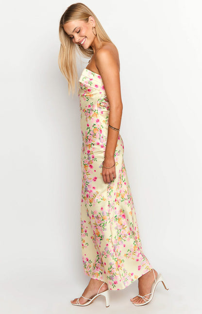 Maiah Yellow Bloom Prom Dress