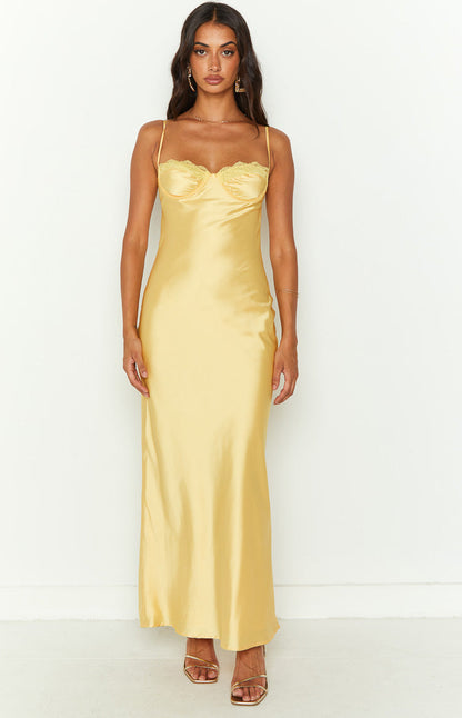 Mariana Yellow Lace Bust Midi Dress
