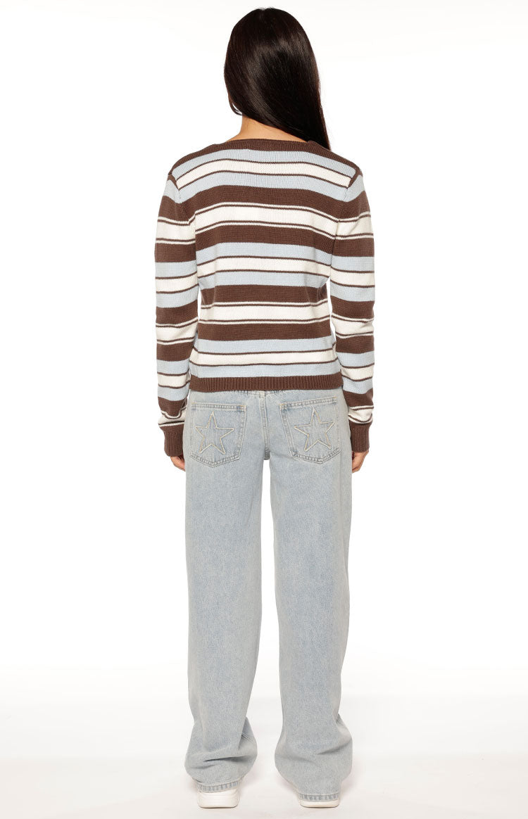 Misha Brown and Blue Stripe Button Down Cardigan