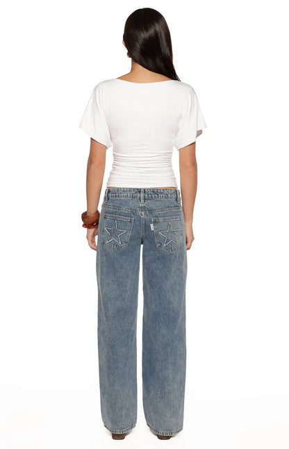 Muriel White Ruched Waist Jersey Top