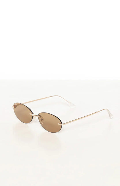 Otra Eyewear Jasmine Brown/Gold Metal Frame Oval Sunglasses