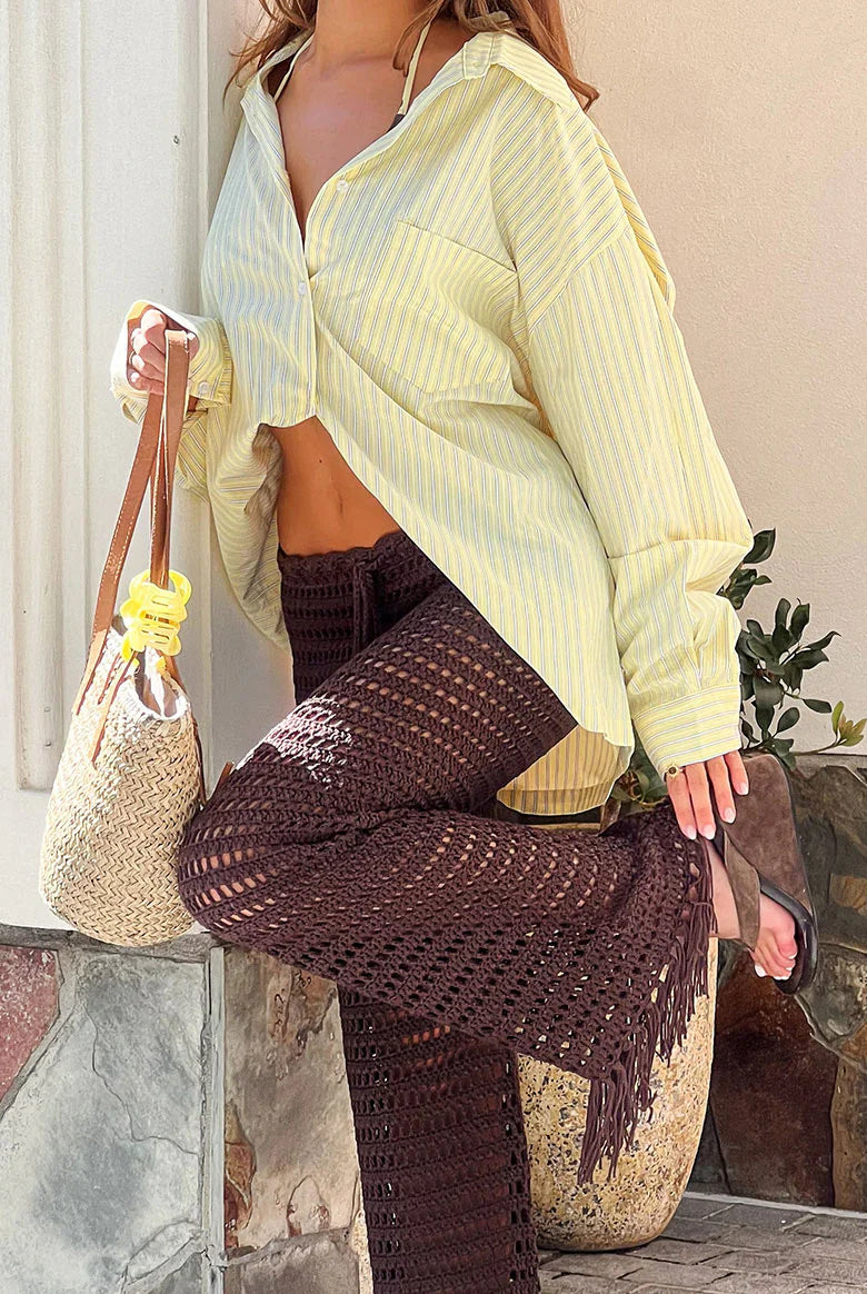 Pixie Brown Crochet Pants