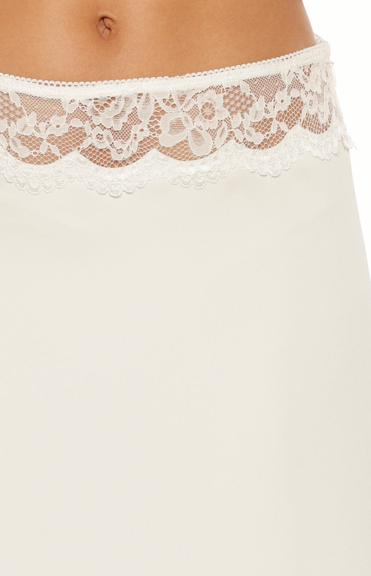Reighn White Lace Detail Midi Skirt