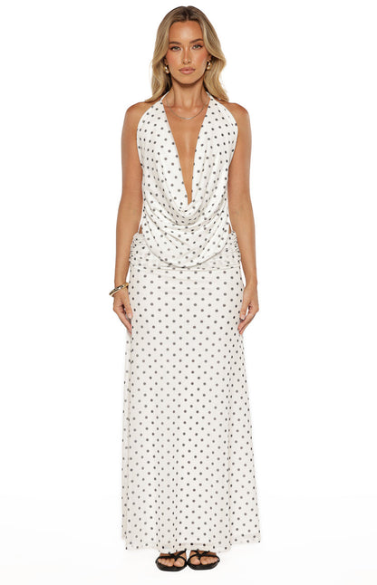 Rozie White Polka Dot Mesh Top