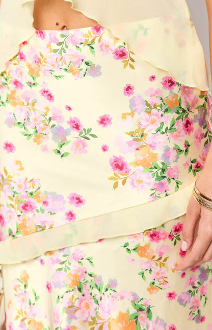 Saldana Yellow Bloom Maxi Skirt