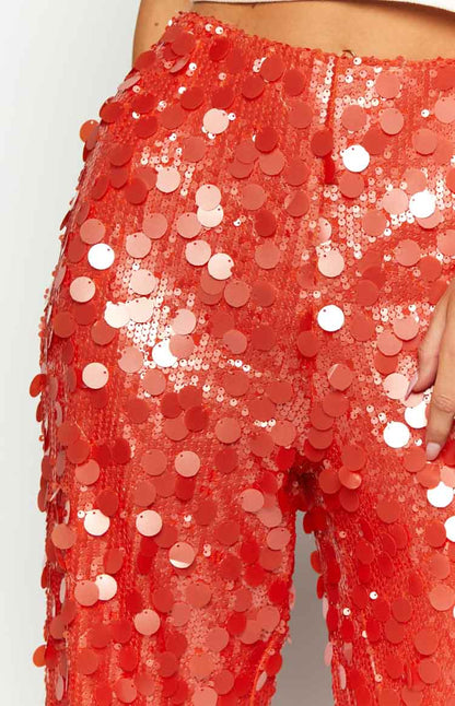 Saria Orange Sequin Pants