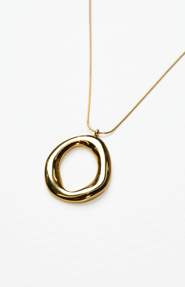 Sayla Gold Circle Pendant Necklace