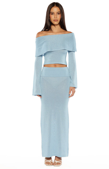 Simona Blue Maxi Knit Skirt