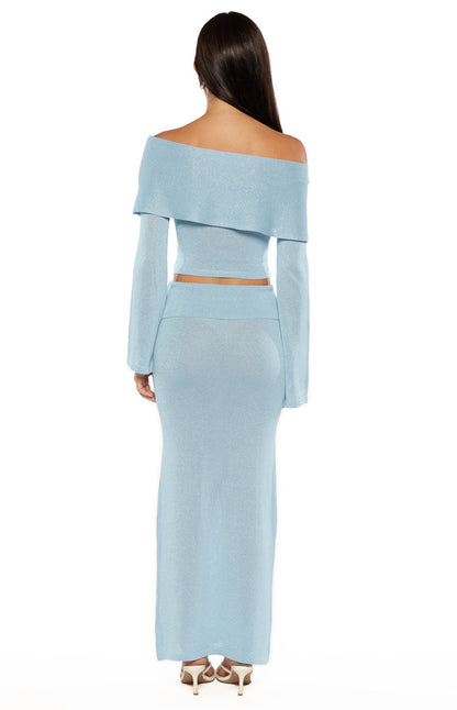 Simona Blue Maxi Knit Skirt