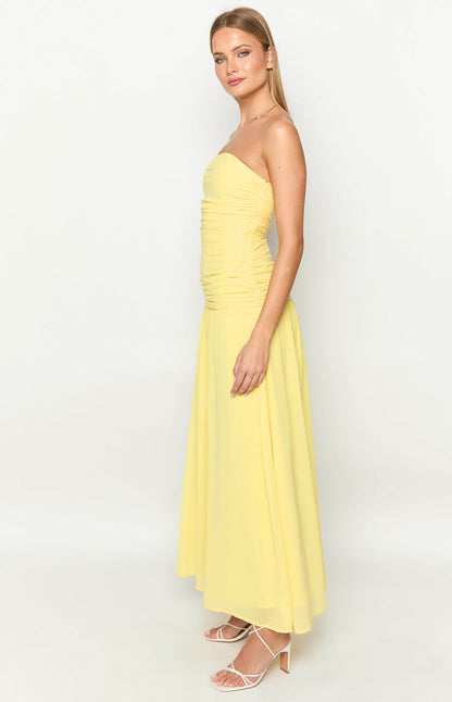 Sinclair Yellow Strapless Maxi Dress