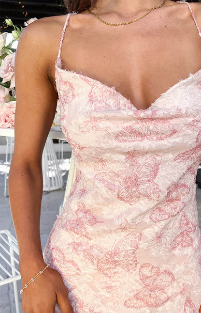 Valentina Pink Butterfly Maxi Dress