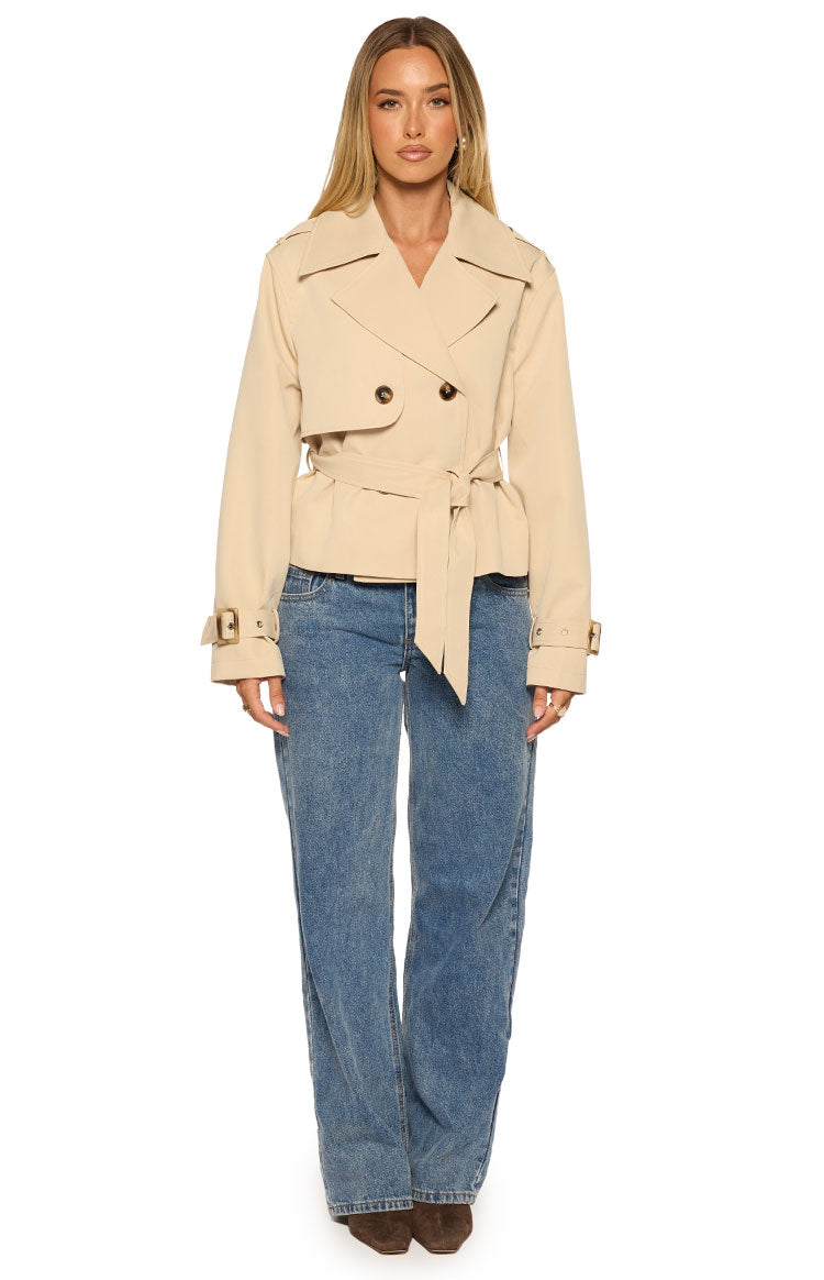 Wilda Cream Cropped Trench Coat - PRE ORDER