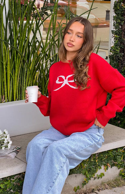 Zami Red Bow Sweater