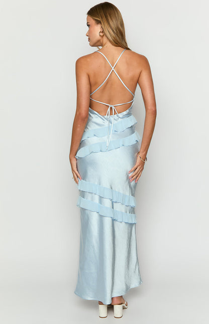 Inara Blue Ruffle Prom Dress