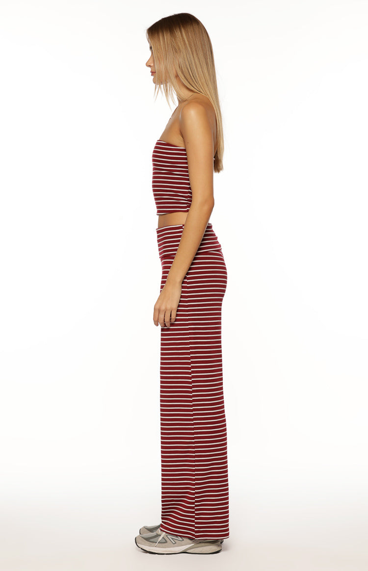 Vaeda Burgundy Stripe Strapless Tube Top
