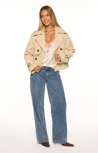 Wilda Cream Cropped Trench Coat - PRE ORDER