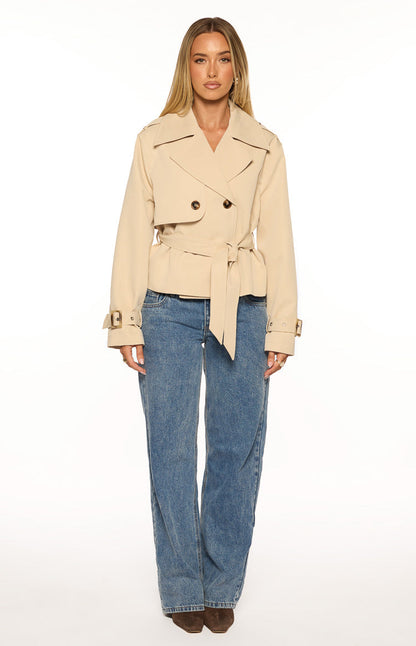 Wilda Cream Cropped Trench Coat - PRE ORDER